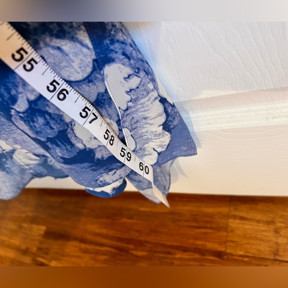 BCBGMax Floral Blue Yellow Maxi side slit open back dress size XXS - Picture 6 of 16